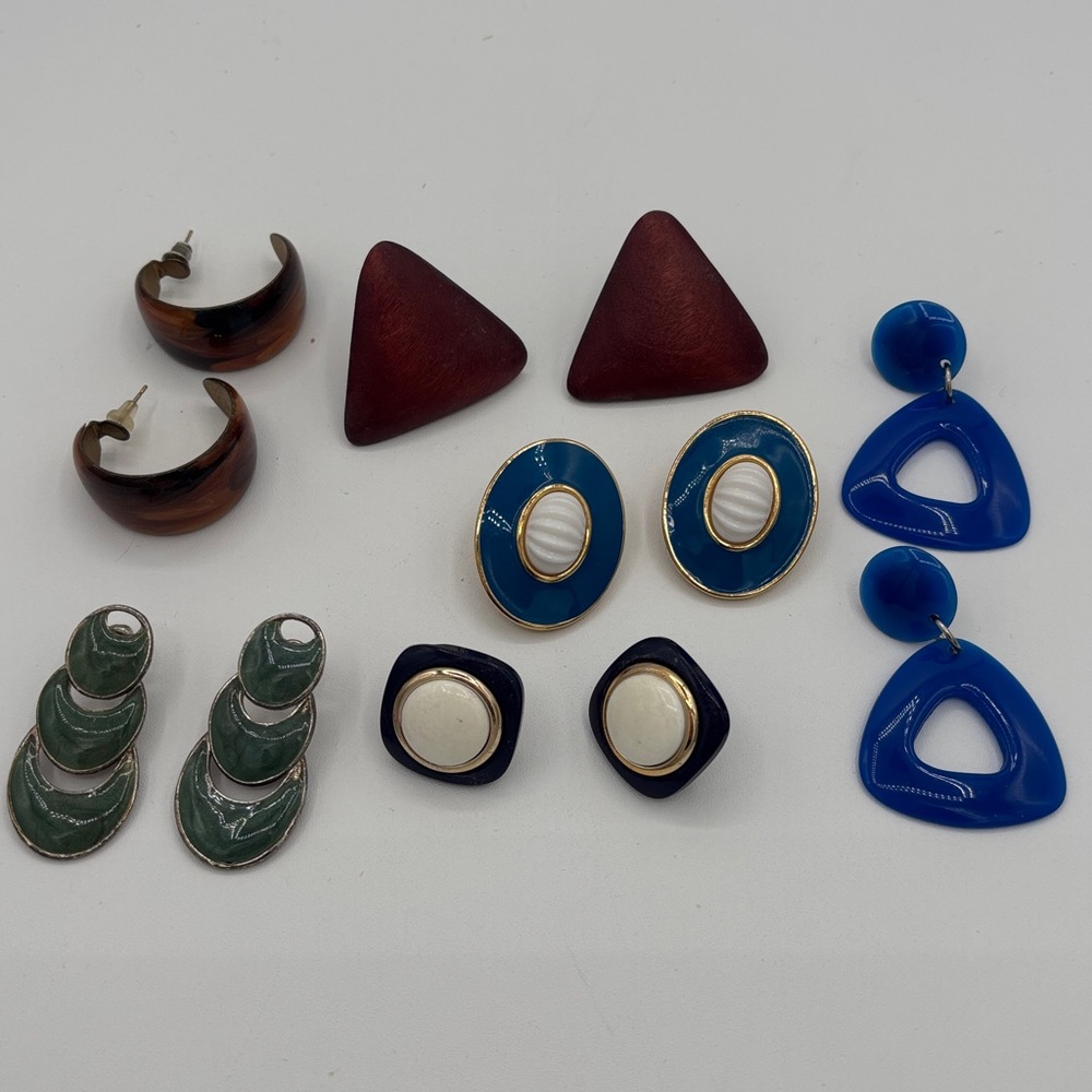 Lot of Vintage 80's Earrings Colorful and Sassy! (6) Sets Pierced